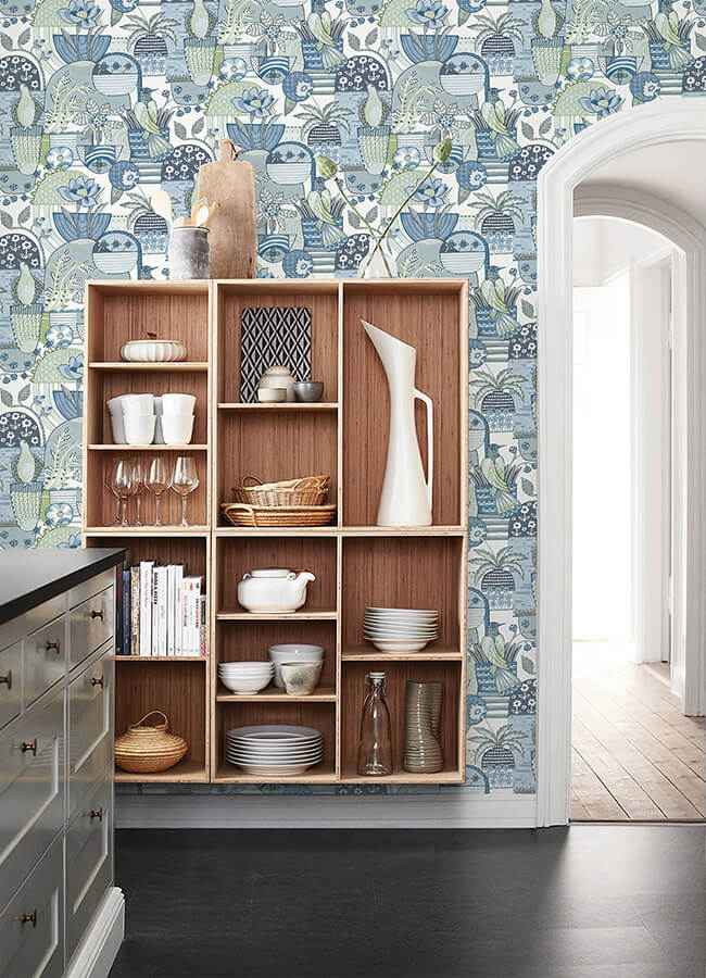 Fika Blue Blissful Birds & Blooms Wallpaper - York Wallcoverings - 4066-26555 - York Wallcoverings Wallpaper