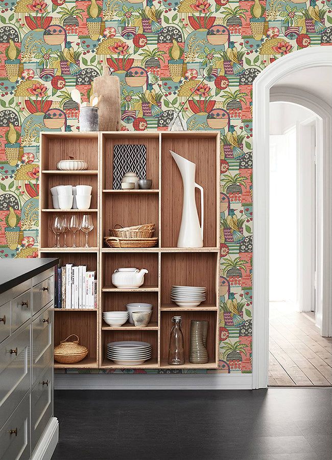 Fika Plum Blissful Birds & Blooms Wallpaper - Brewster Wallcovering