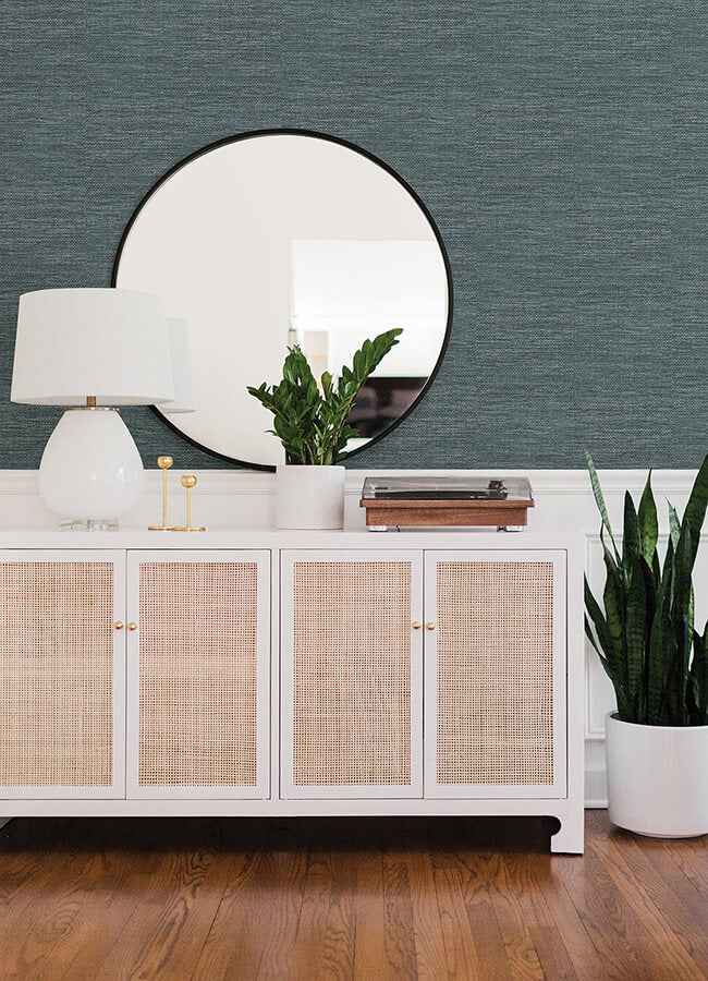 Malin Dark Blue Faux Grasscloth Wallpaper - York Wallcoverings - 4066-26559 - York Wallcoverings Wallpaper