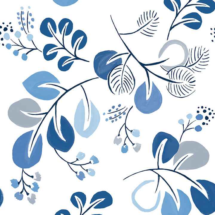 Jonah Blue Leaf Trail Wallpaper - York Wallcoverings - 4066-26566