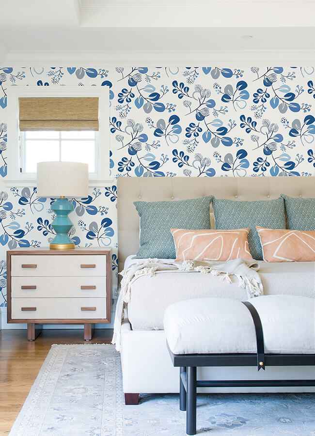 Jonah Blue Leaf Trail Wallpaper - York Wallcoverings - 4066-26566 - York Wallcoverings Wallpaper