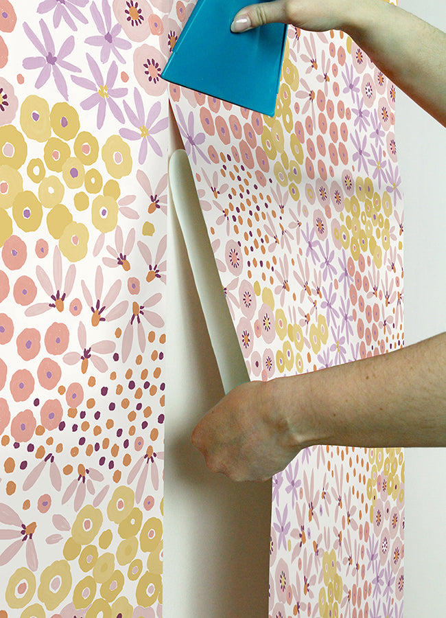 Floral Bunch Multi Warm Peel and Stick Wallpaper - Brewster Wallcovering