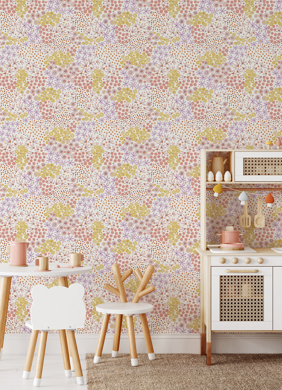 Floral Bunch Multi Warm Peel and Stick Wallpaper - Brewster Wallcovering