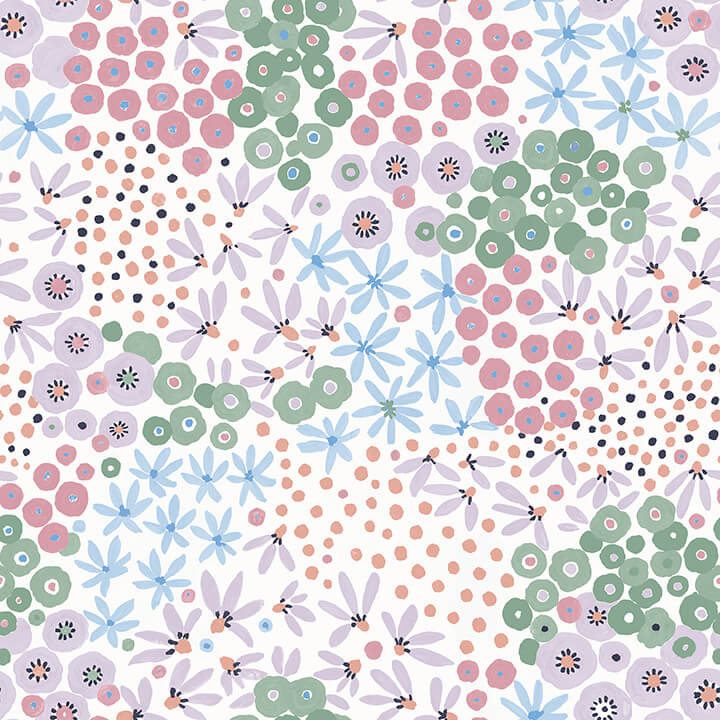 Floral Bunch Multi Cool Peel and Stick Wallpaper - York Wallcoverings - NUS4849 - York Wallcoverings Wallpaper