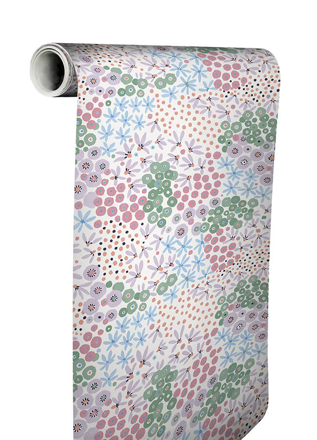 Floral Bunch Multi Cool Peel and Stick Wallpaper - York Wallcoverings - NUS4849 - York Wallcoverings Wallpaper