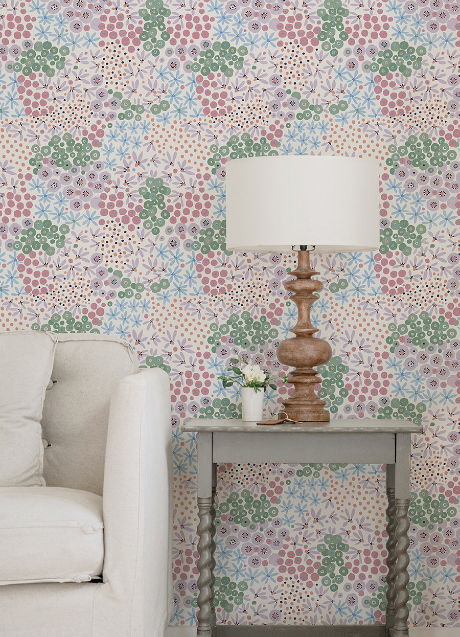 Floral Bunch Multi Cool Peel and Stick Wallpaper - Brewster Wallcovering