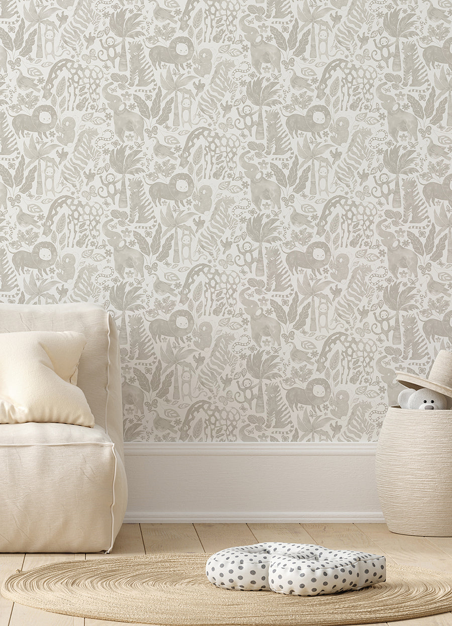 Sweet Safari Taupe Peel and Stick Wallpaper  | Brewster Wallcovering - The WorkRm