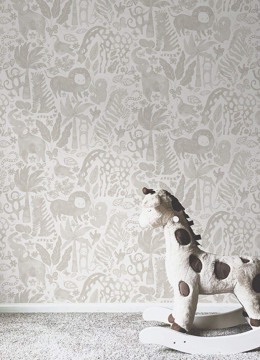 Sweet Safari Taupe Peel and Stick Wallpaper  | Brewster Wallcovering - The WorkRm