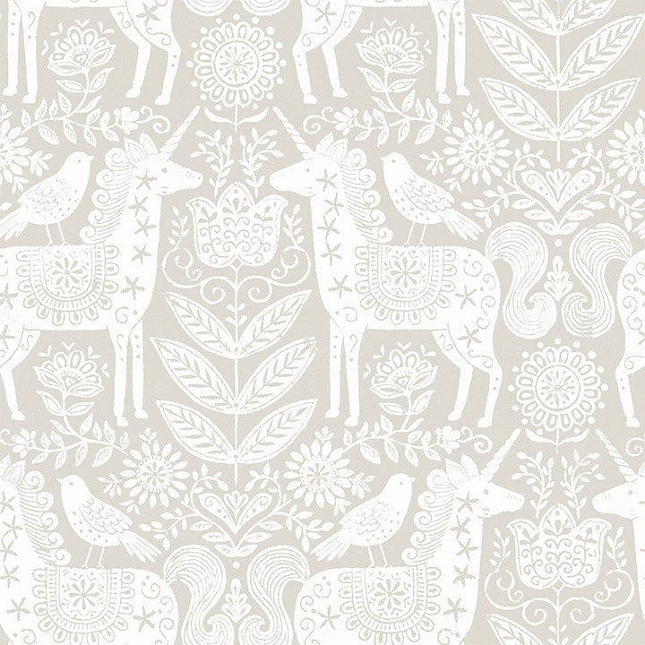 Picture of Unicorn Stamp Taupe Peel and Stick Wallpaper