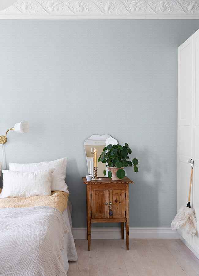 Athena Light Blue Scalloped Botanical Wallpaper - York Wallcoverings - 4080-15918 - York Wallcoverings Wallpaper