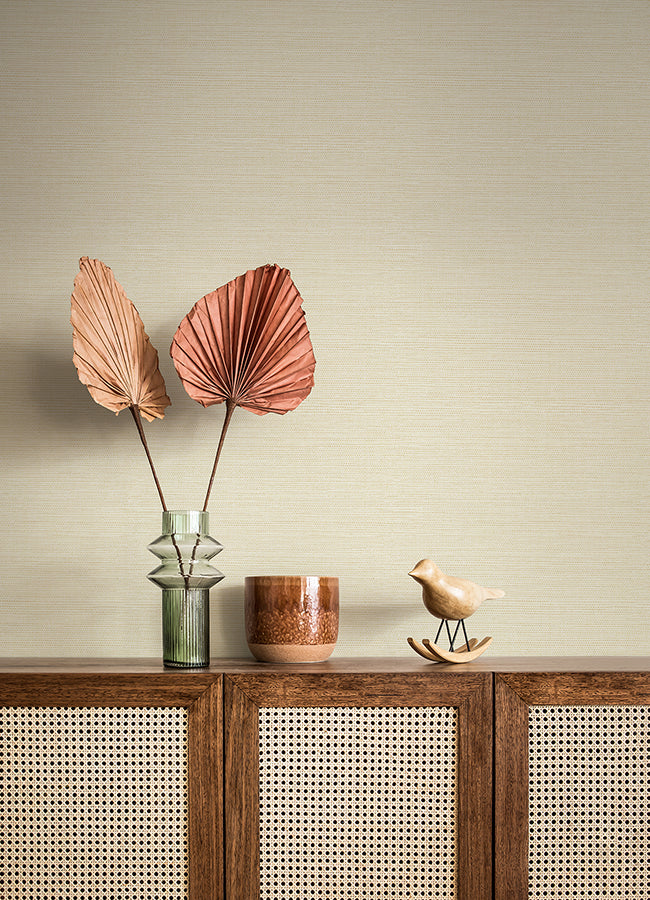 Agave Light Yellow Faux Grasscloth Wallpaper - Brewster Wallcovering