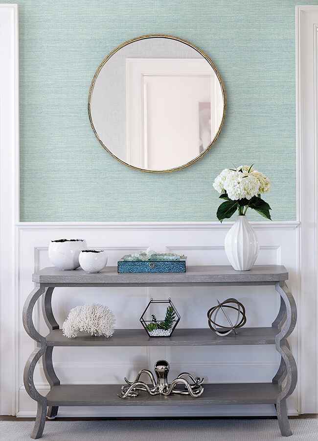 Agave Aqua Faux Grasscloth Wallpaper - York Wallcoverings - 4080-24282 - York Wallcoverings Wallpaper