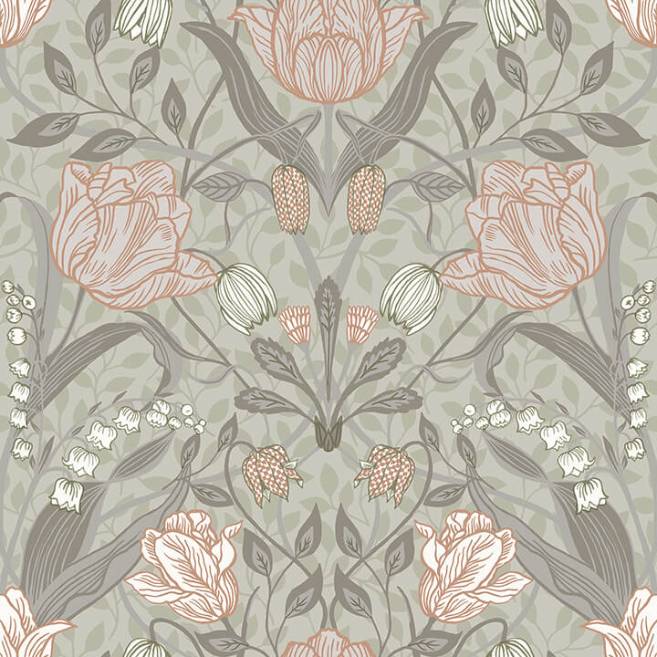 filippa-grey-tulip-wallpaper-york-wallcoverings-4080-44105 - York Wallcoverings Wallpaper