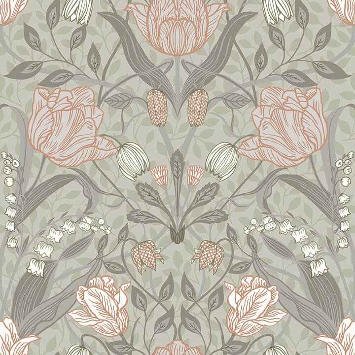 Filippa Grey Tulip Wallpaper - York Wallcoverings - 4080-44105 - York Wallcoverings Wallpaper