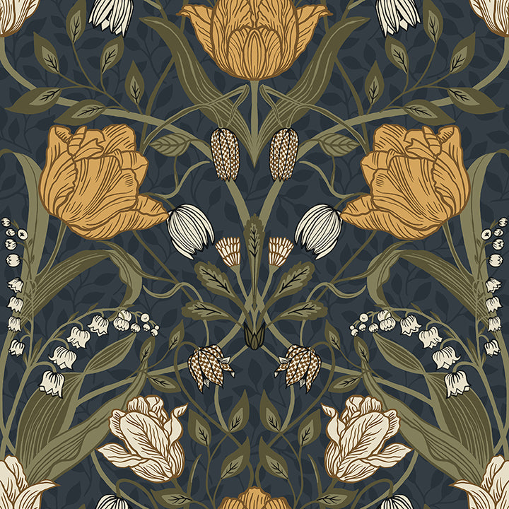 Picture of Filippa Navy Tulip Wallpaper