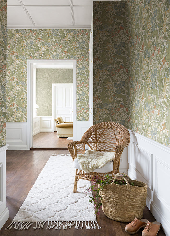 Elise Cream Nouveau Gardens Wallpaper  | Brewster Wallcovering - The WorkRm