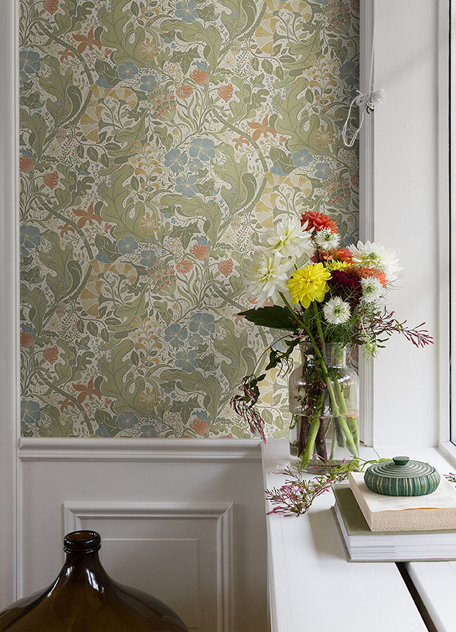 Elise Cream Nouveau Gardens Wallpaper  | Brewster Wallcovering - The WorkRm