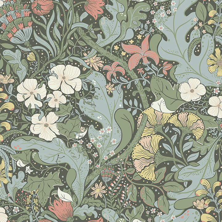 elise-green-nouveau-gardens-wallpaper-york-wallcoverings-4080-83103 - York Wallcoverings Wallpaper
