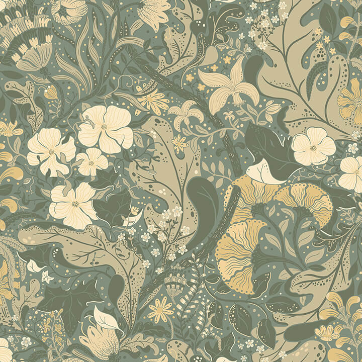 elise-sea-green-nouveau-gardens-wallpaper-york-wallcoverings-4080-83104 - York Wallcoverings Wallpaper