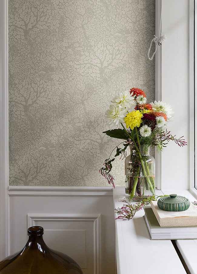 Olle Taupe Forest Sanctuary Wallpaper - York Wallcoverings - 4080-83110 - York Wallcoverings Wallpaper