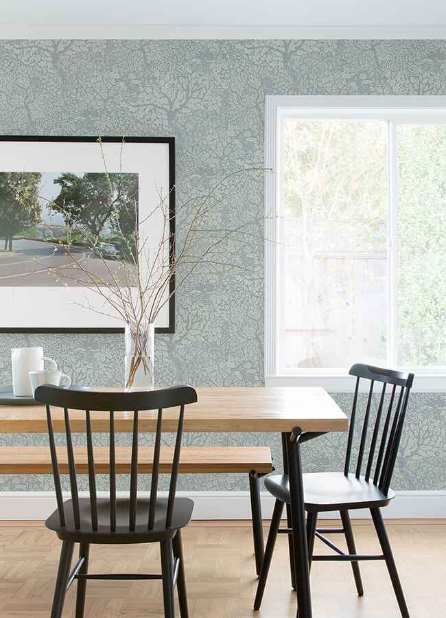 Olle Light Blue Forest Sanctuary Wallpaper - York Wallcoverings - 4080-83112 - York Wallcoverings Wallpaper