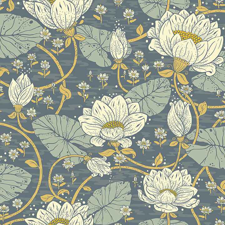 Eva Blue Lotus Dreams Wallpaper - York Wallcoverings - 4080-83122 - York Wallcoverings Wallpaper