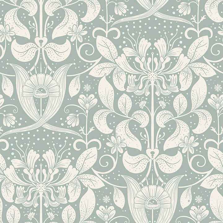 Berit Blue Floral Crest Wallpaper - York Wallcoverings - 4080-83129
