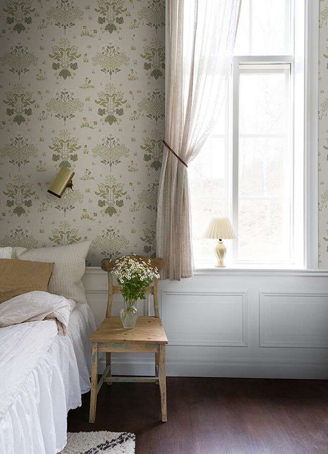 elda-olive-delicate-daisies-wallpaper-york-wallcoverings-4080-83133 - York Wallcoverings Papel pintado