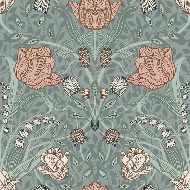 fillippa-sage-tulip-wallpaper-york-wallcoverings-4080-33010 - York Wallcoverings Wallpaper