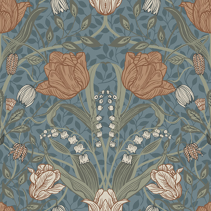 fillippa-blue-tulip-wallpaper-york-wallcoverings-4080-33009 - York Wallcoverings Wallpaper