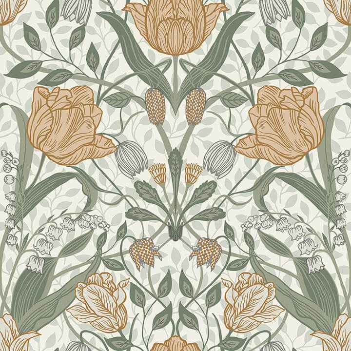Fillippa Green Tulip Wallpaper - York Wallcoverings - 4080-33006 - York Wallcoverings Wallpaper