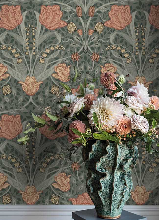 fillippa-sage-tulip-wallpaper-york-wallcoverings-4080-33010 - York Wallcoverings Wallpaper