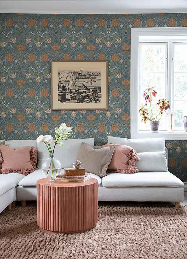 Fillippa Blue Tulip Wallpaper - York Wallcoverings - 4080-33009
