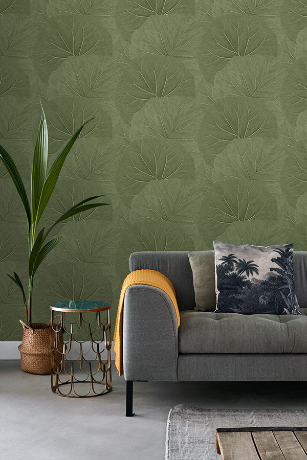 xylem-olive-large-leaves-wallpaper-york-wallcoverings-dd138995 - York Wallcoverings Wallpaper