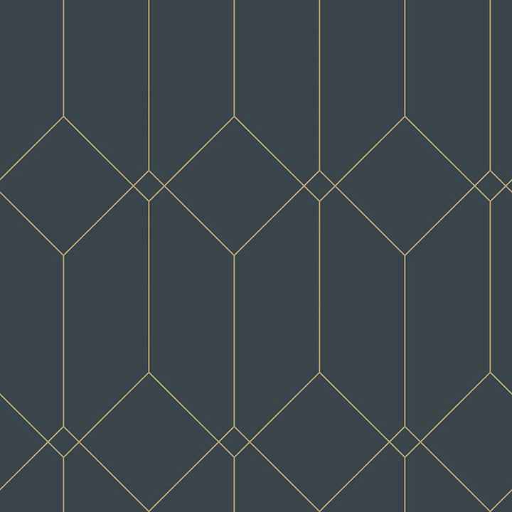 Trilliant Dark Blue Art Deco Motif Wallpaper - York Wallcoverings - DD139225 - York Wallcoverings Wallpaper