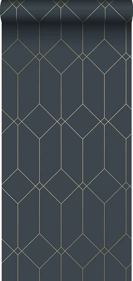 Trilliant Dark Blue Art Deco Motif Wallpaper - York Wallcoverings - DD139225 - York Wallcoverings Wallpaper
