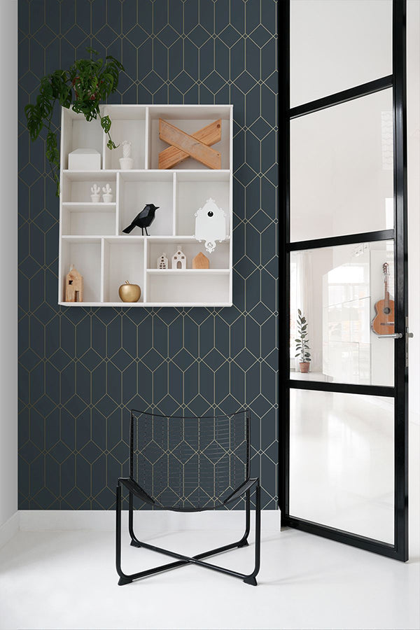 trilliant-dark-blue-art-deco-motif-wallpaper-york-wallcoverings-dd139225 - York Wallcoverings Wallpaper