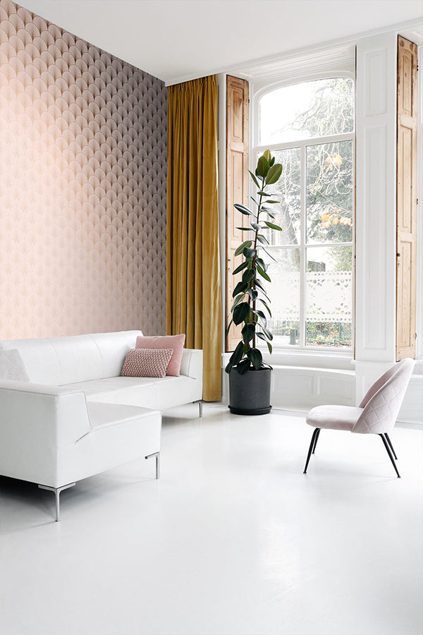 Lempicka Pink Art Deco Motif Wallpaper - Brewster Wallcovering