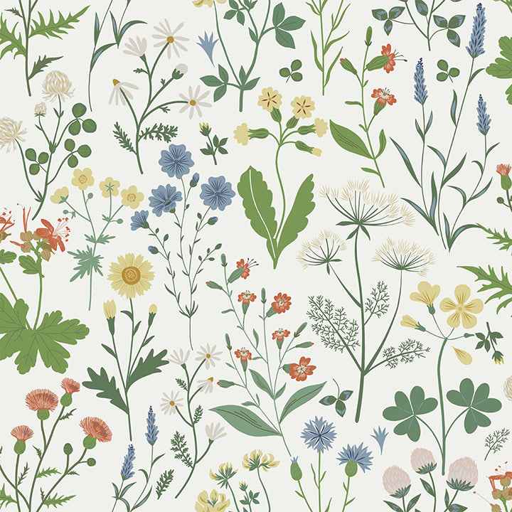Fiore Green Wildflowers Wallpaper - York Wallcoverings - DD139390