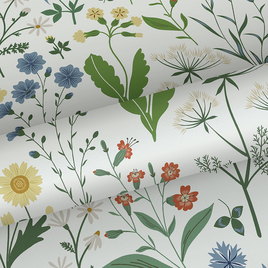 Fiore Green Wildflowers Wallpaper  | Brewster Wallcovering - The WorkRm