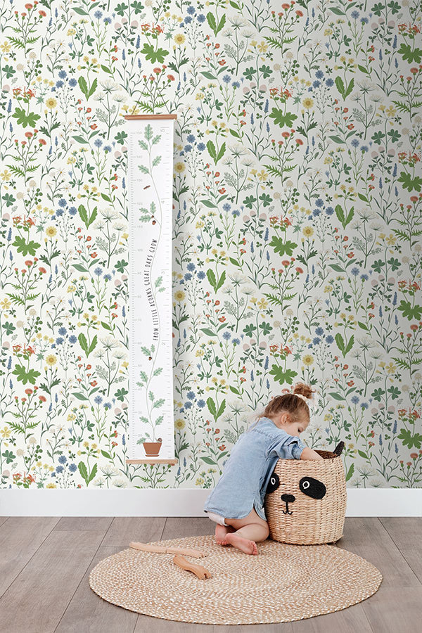 Fiore Green Wildflowers Wallpaper  | Brewster Wallcovering - The WorkRm