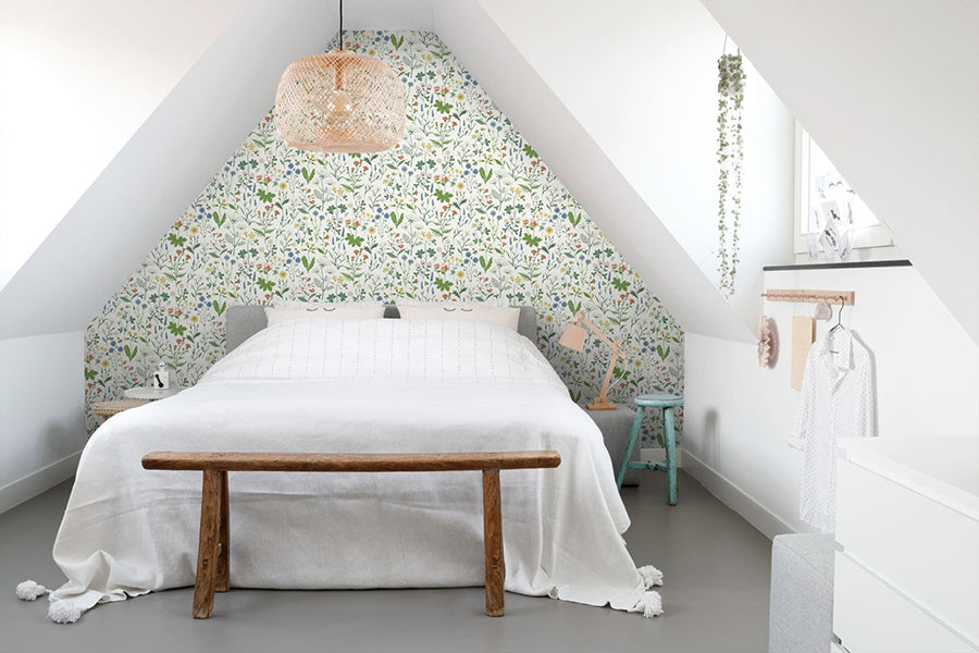 Fiore Green Wildflowers Wallpaper  | Brewster Wallcovering - The WorkRm