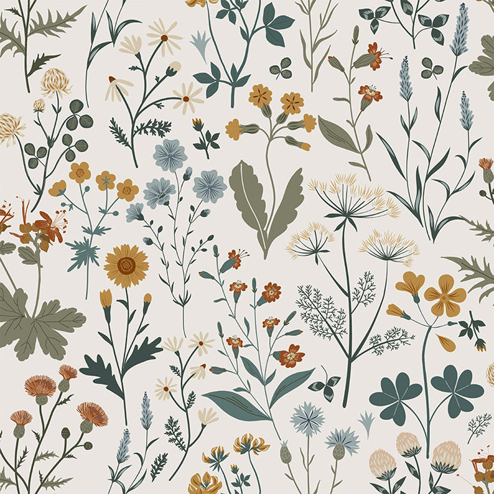 Brewster Wallcovering-Fiore Blue Wildflowers Wallpaper