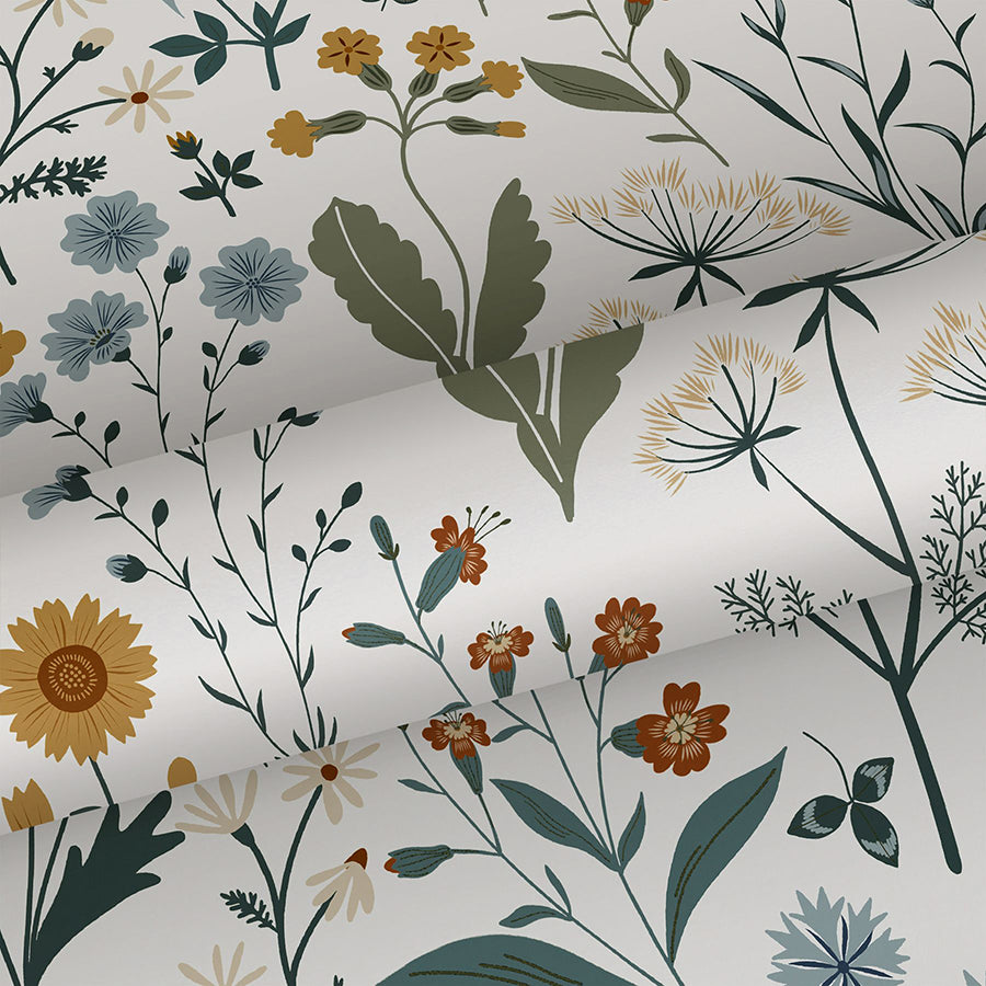 Fiore Blue Wildflowers Wallpaper  | Brewster Wallcovering - The WorkRm