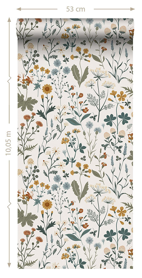 Fiore Blue Wildflowers Wallpaper  | Brewster Wallcovering - The WorkRm