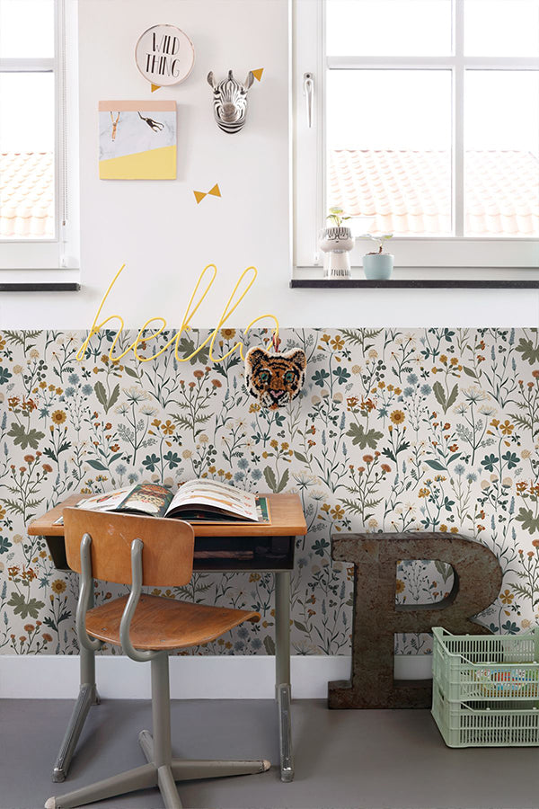 Fiore Blue Wildflowers Wallpaper  | Brewster Wallcovering - The WorkRm