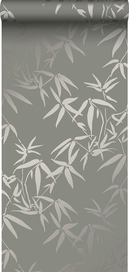 Guadua Grey Bamboo Leaves Wallpaper - Brewster Wallcovering