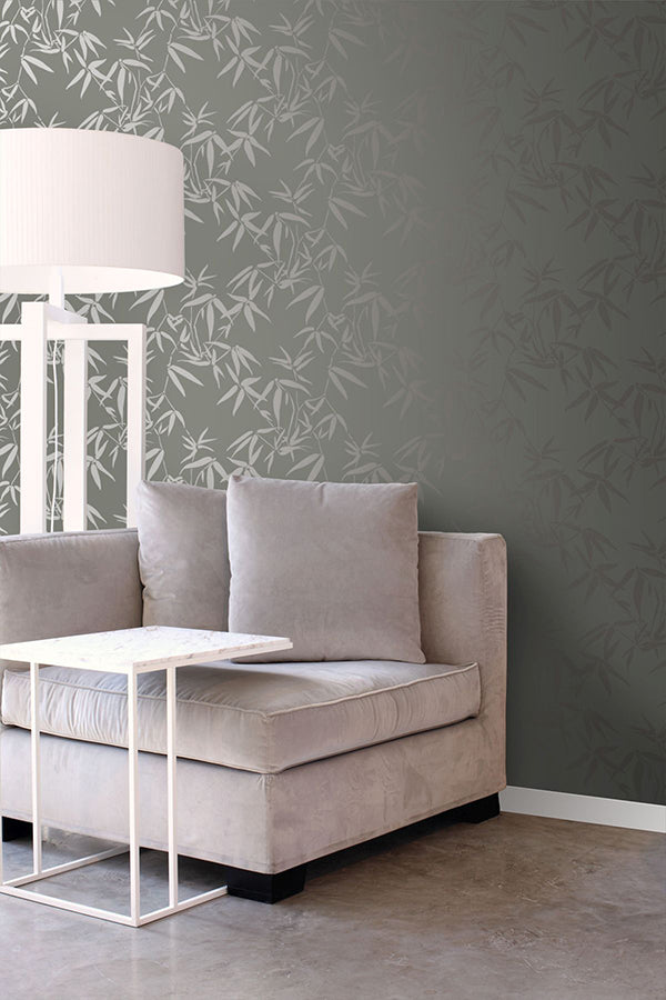 Guadua Grey Bamboo Leaves Wallpaper - Brewster Wallcovering