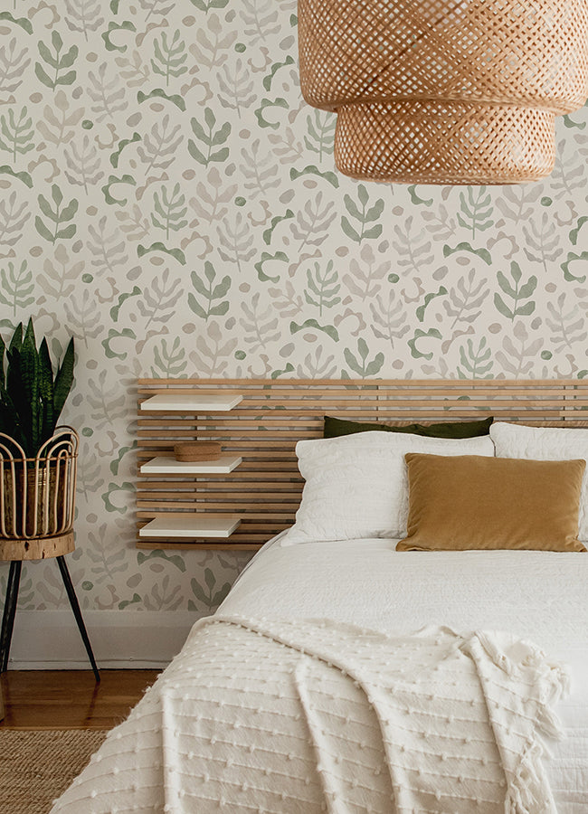 Neutral Green Mira Peel and Stick Wallpaper  | Brewster Wallcovering - The WorkRm