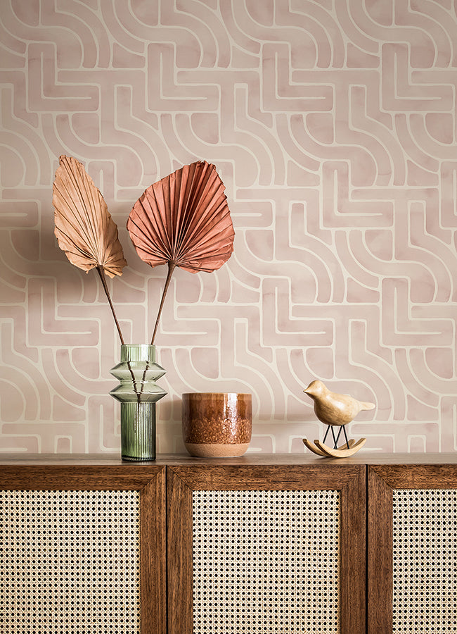 Blush Blythe Peel and Stick Wallpaper - Brewster Wallcovering